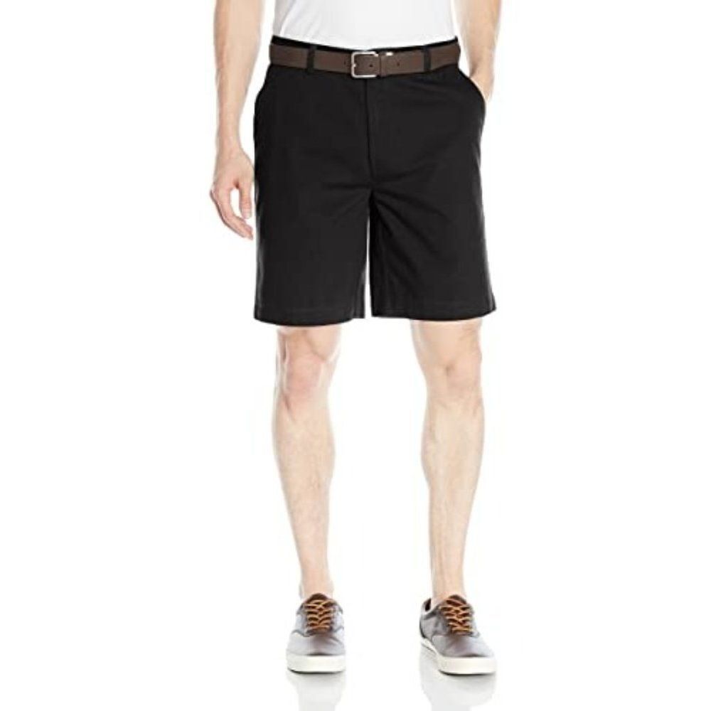 Amazon Essentials Mens Black Slash Pocket Flat Front Classic Chino Shorts Sz 40